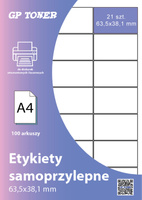 Etykieta samoprzylepna na arkuszu A4 63,5x38,1mm 100 szt (21 etykiet na arkuszu) MP-RL-A4-21-W1