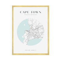 Plakat Mapa miasta Cape Town koło 24X30 cm + ramka złota