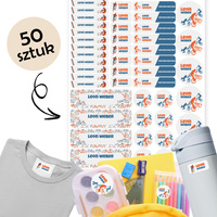 Personalizowane Naklejki Imienne Wodoodporne do przedszkola i szkoły 50 sztuk Mix21 Rower BMX