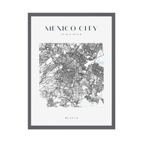 Plakat Mapa miasta Meksyk kwadrat 40X50 cm + ramka kamienna szarość