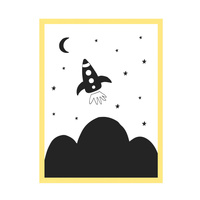 Plakat Dziecięce Rakieta 24X30 cm + ramka żółta
