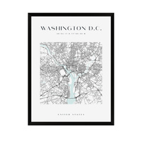 Plakat Mapa miasta Waszyngton kwadrat 21X29,7 cm + ramka czarna