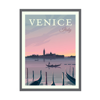 Plakat Miasta Wenecja 30X40 cm + ramka kamienna szarość