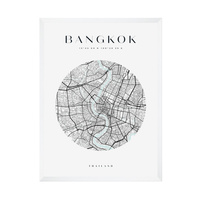 Plakat Mapa miasta Bangkok koło 30X40 cm + ramka biała