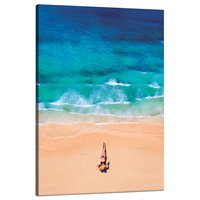 Obraz na płótnie Kobieta Plaża Słońce Fale 80x120 cm