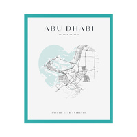 Plakat Mapa miasta Abu Dhabi serce 21X29,7 cm + ramka turkusowe morze