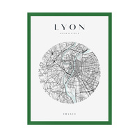 Plakat Mapa miasta Lyon koło 40X50 cm + ramka zielona