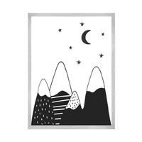 Plakat Dziecięce Góry księzyc 21X29,7 cm + ramka srebrna