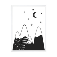 Plakat Dziecięce Góry księzyc 30X40 cm + ramka biała