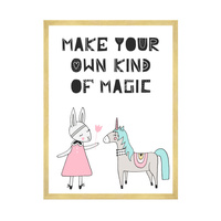 Plakat Dziecięcy Make your own kind of magic 24X30 cm + ramka złota