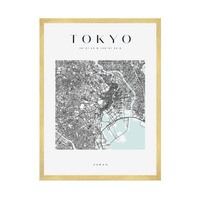 Plakat Mapa miasta Tokyo kwadrat 40X50 cm + ramka złota
