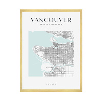 Plakat Mapa miasta Vancouver kwadrat 40X50 cm + ramka złota