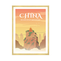 Plakat Państwa Chiny 40X50 cm + ramka złota