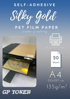 Samoprzylepny papier jedwabisty złoty wodoodporny PET A4  PAP-CSF009