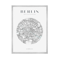Plakat Mapa miasta Berlin koło 50X70 cm + ramka srebrna