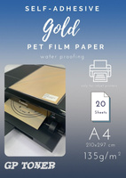 Samoprzylepny papier wodoodporny złoty PET A4  PAP-CSF010