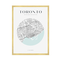 Plakat Mapa miasta Toronto koło 40X50 cm + ramka złota