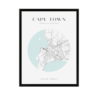Plakat Mapa miasta Cape Town koło 30X40 cm + ramka czarna