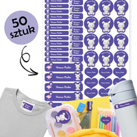 Personalizowane Naklejki Imienne Wodoodporne do przedszkola i szkoły 50 sztuk Mix33 Królik