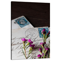 Obraz na płótnie Listy Fioletowe Kwiatki Vintage 80x120