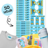 Personalizowane Naklejki Imienne Wodoodporne do przedszkola i szkoły 50 sztuk Mix27 Koparka