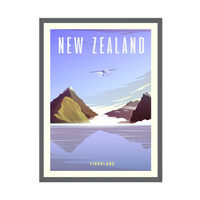 Plakat Państwa Nowa Zelandia 50X70 cm + ramka kamienna szarość