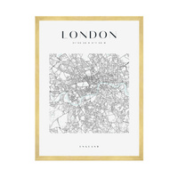 Plakat Mapa miasta Londyn kwadrat 40X50 cm + ramka złota