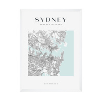 Plakat Mapa miasta Sydney kwadrat 50X70 cm + ramka biała