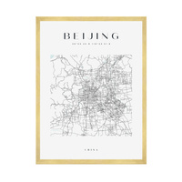 Plakat Mapa miasta Beijing kwadrat 40X50 cm + ramka złota