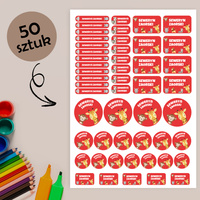 Personalizowane Naklejki Imienne Wodoodporne do przedszkola i szkoły 50 sztuk Mix11 Zoo