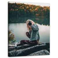 Obraz na płótnie Ludzie Kobieta z aparatem 30x40 cm