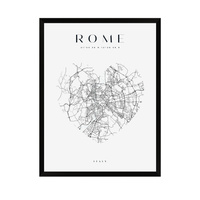 Plakat Mapa miasta Rzym serce 24X30 cm + ramka czarna