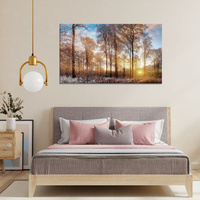 Obraz na płótnie Drzewa Zima Wschodzące Słońce 120x70 cm