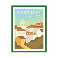 Plakat Państwa Portugalia 40X50 cm + ramka zielona