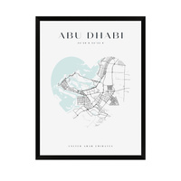 Plakat Mapa miasta Abu Dhabi serce 24X30 cm + ramka czarna