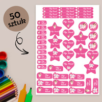 Personalizowane Naklejki Imienne Wodoodporne do przedszkola i szkoły 50 sztuk Mix10 Wróżki