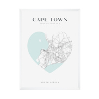 Plakat Mapa miasta Cape Town serce 21X29,7 cm + ramka biała
