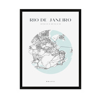 Plakat Mapa miasta Rio De Janeiro koło 50X70 cm + ramka czarna