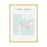 Plakat Mapa miasta Cape Town kwadrat 50X70 cm + ramka złota