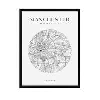 Plakat Mapa miasta Manchester koło 40X50 cm + ramka czarna