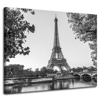 Obraz na płótnie Architektura Wieża Eiffla czano-białe 100X80 cm