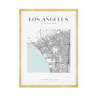Plakat Mapa miasta Los Angeles kwadrat 30X40 cm + ramka złota