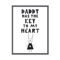 Plakat Dziecięce Daddy has the key to my heart 40X50 cm + ramka kamienna szarość
