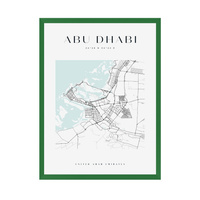 Plakat Mapa miasta Abu Dhabi kwadrat 24X30 cm + ramka zielona