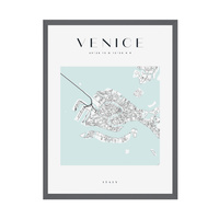 Plakat Mapa miasta Wenecja kwadrat 50X70 cm + ramka kamienna szarość