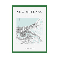 Plakat Mapa miasta New Orleans kwadrat 30X40 cm + ramka zielona