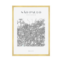Plakat Mapa miasta Sao Paulo kawadrat 40X50 cm + ramka złota