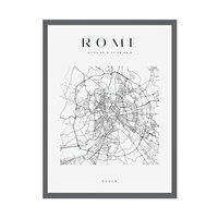 Plakat Mapa miasta Rzym kwadrat 40X50 cm + ramka kamienna szarość