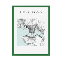 Plakat Mapa miasta Hong Kong kwadrat 30X40 cm + ramka zielona
