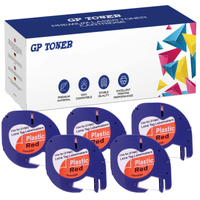 5x Taśma do Dymo LetraTag 59424 12mm x 4m Czarwona Plastik - zamiennik GP-DY59424 x5